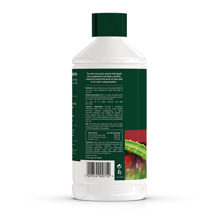 Optima Health - Maximum Strength Cranberry Aloe Vera Juice, 1L - Back