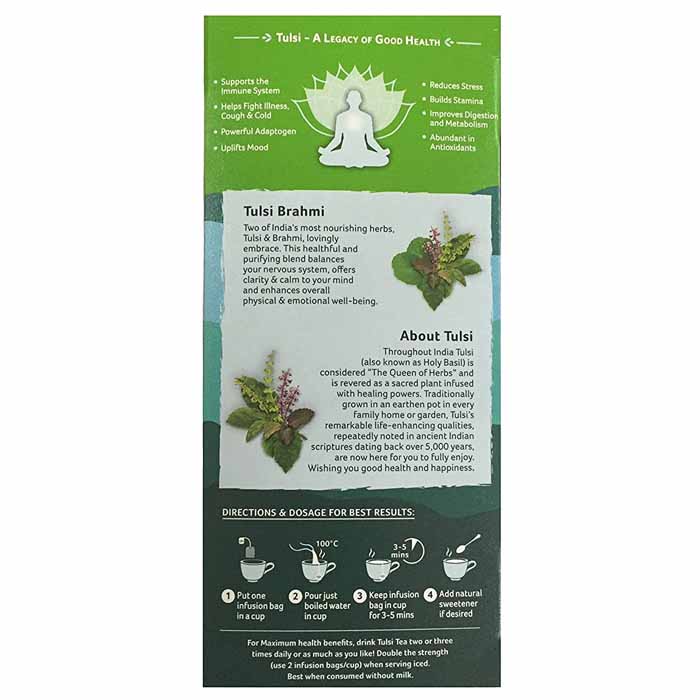 Organic India - Organic Tulsi Brahmi Tea, 25 Bags - back
