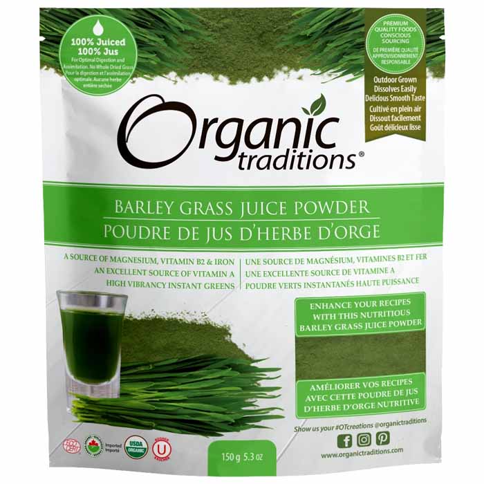 Organic Traditions Organic Barley Grass Juice Powder, 150g PlantX UK