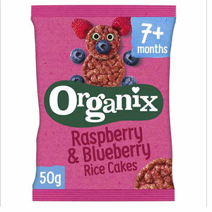 Organix - Organic Raspberry & Blueberry Rice Cakes Baby Finger Food, 50g | Multiple Sizes