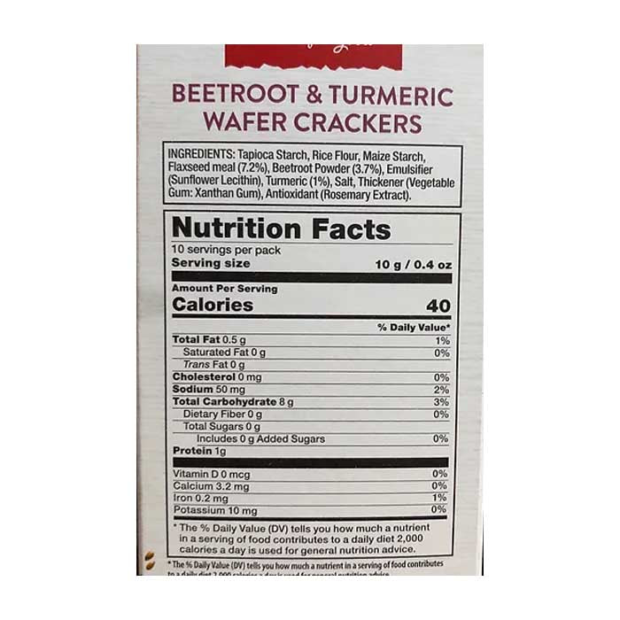 Orgran - Gluten-Free Beetroot & Turmeric Wafer Crackers, 100g - back