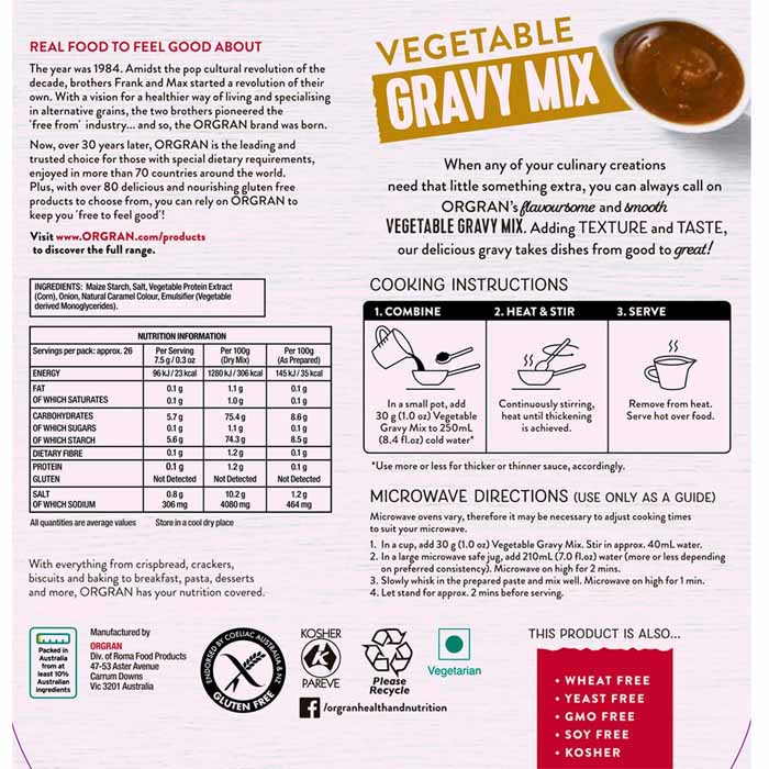 Orgran - Gluten-Free Gravy Mix, 200g - back