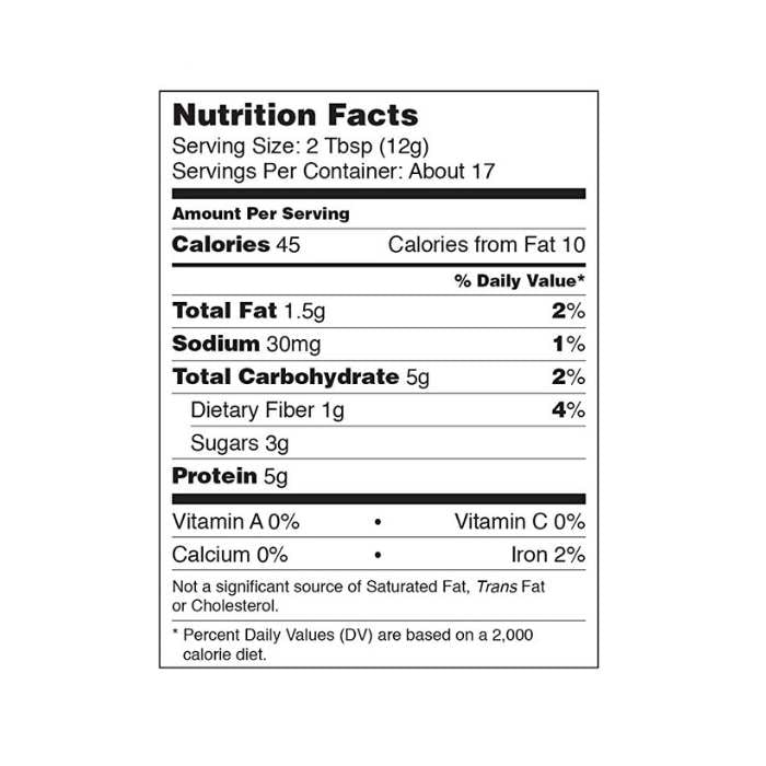 PB&Me - Organic Original Powdered Peanut Butter, 200g - Nutrition Facts