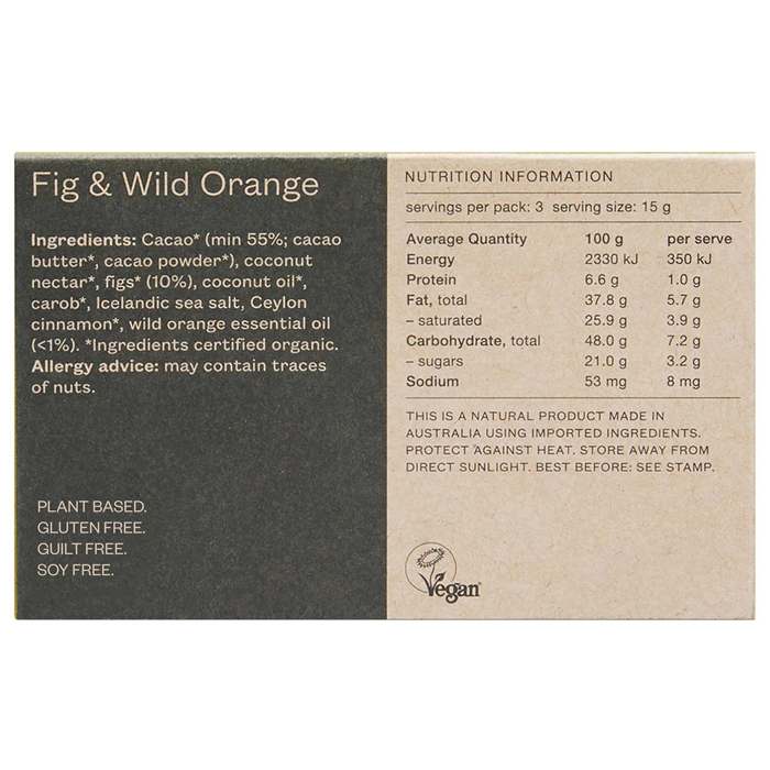 Pana Organic - Raw Chocolate Fig And Wild Orange, 45g - back