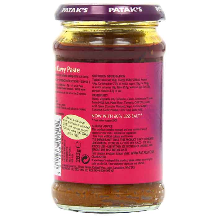 Patak - Extra Hot Curry Cook Paste, 283g - back
