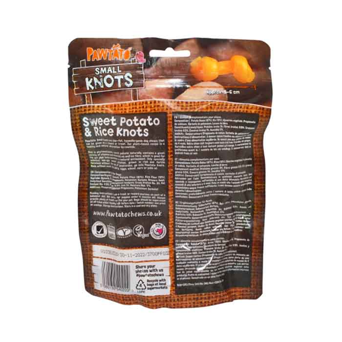 Pawtato® - Benevo® Knots Low Fat Dog Treats Small, 150g - Back