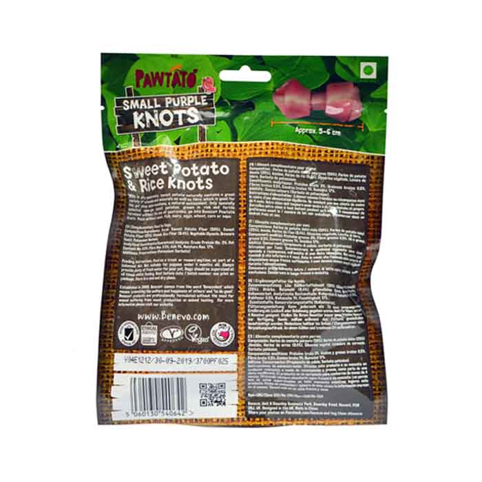 Pawtato® - Benevo® Purple Knots - Low Fat Dog Treats, 150g - Back