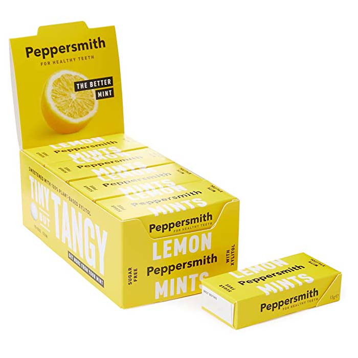 Peppersmith - Xylitol Mints - Lemon & Peppermint 12-Pack, 15g 