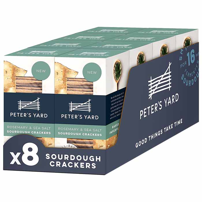 Peter's Yard - Rosemary & Sea Salt Sourdough Crackers 8-Pack, 90g
