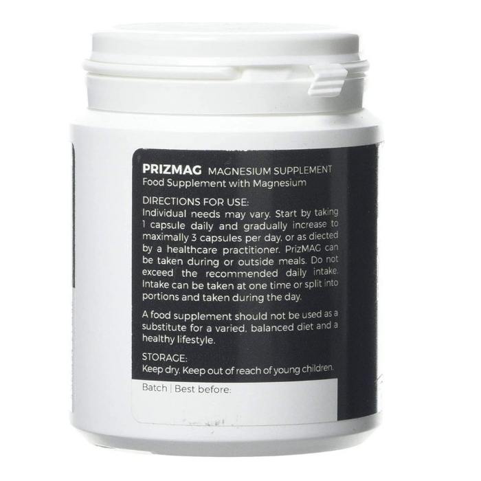 Prizmag - Magnesium Bisglycinate, 90 capsules - Back