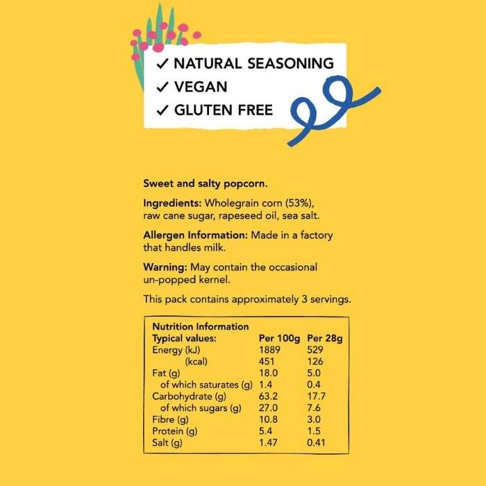 Propercorn - Popcorn Sharing Bag Sweet & Salty - back