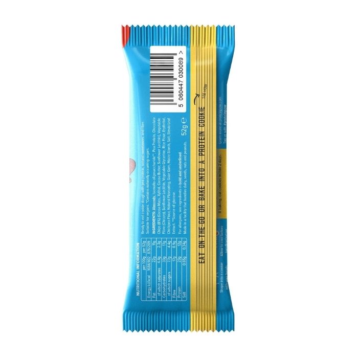 Protein Pow - Ready To Eat Cookie Dough Bars - Chocolate Chips - Back