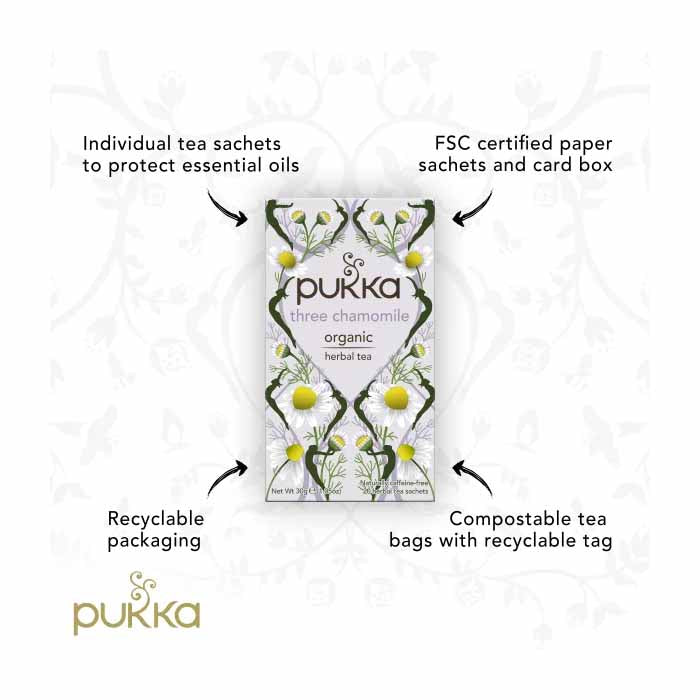 Pukka - Organic Three Chamomile Herbal Tea, 20 Bags - back
