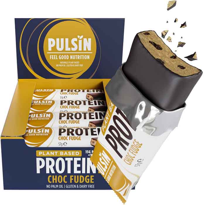 Pulsin Enrobed Choc Fudge Protein Bar, 57g Pack of 12 PlantX UK