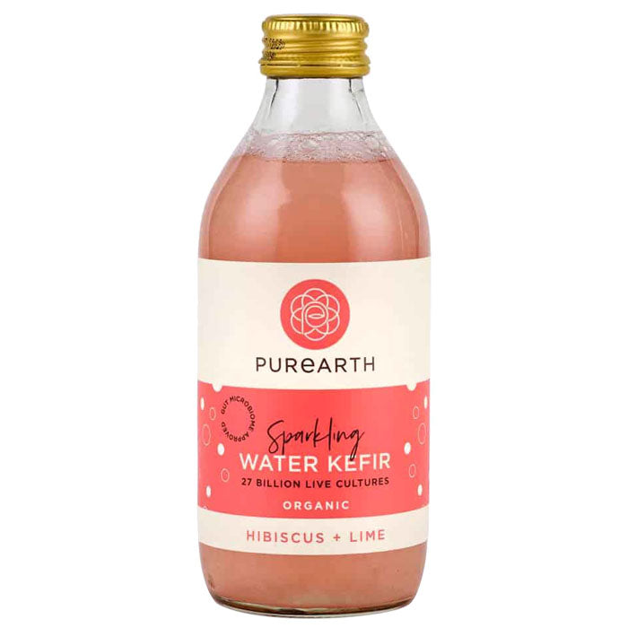 Purearth - Organic Sparkling Water Kefir - Hibiscus + Lime ,270ml