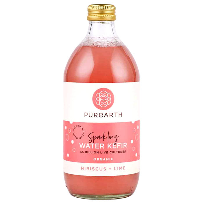 Purearth - Organic Sparkling Water Kefir - Hibiscus + Lime ,550ml