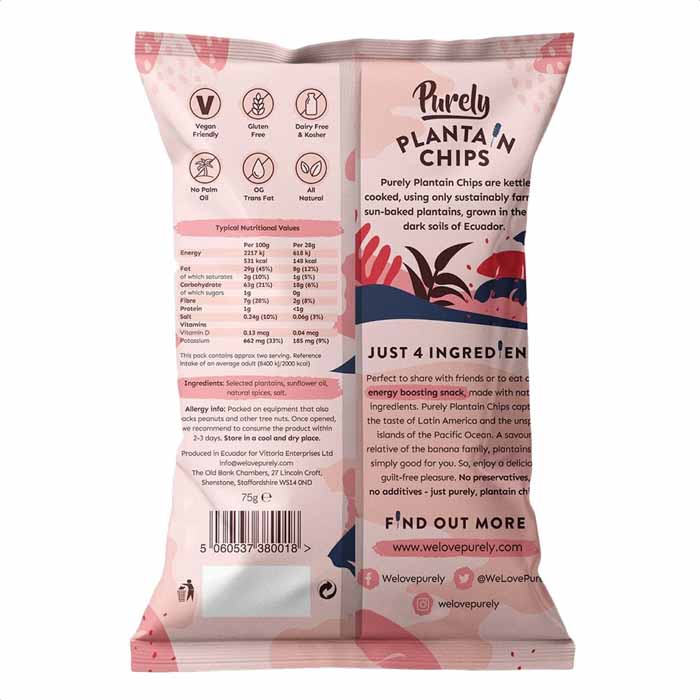 Purely - Plantain Chips - Nice & Spicy ,75g(1-Pack) - back