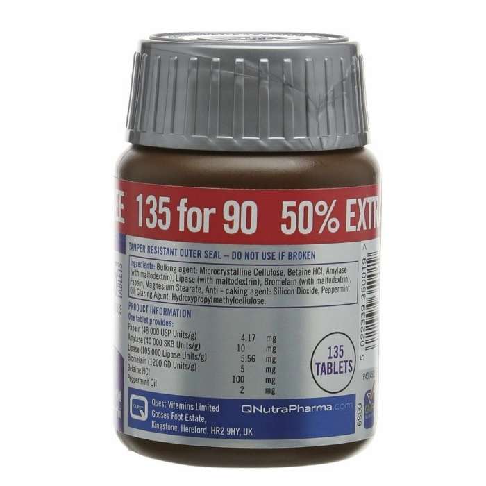 Quest Vitamins - Enzyme Digestive Aid, 90+45 tablets - back