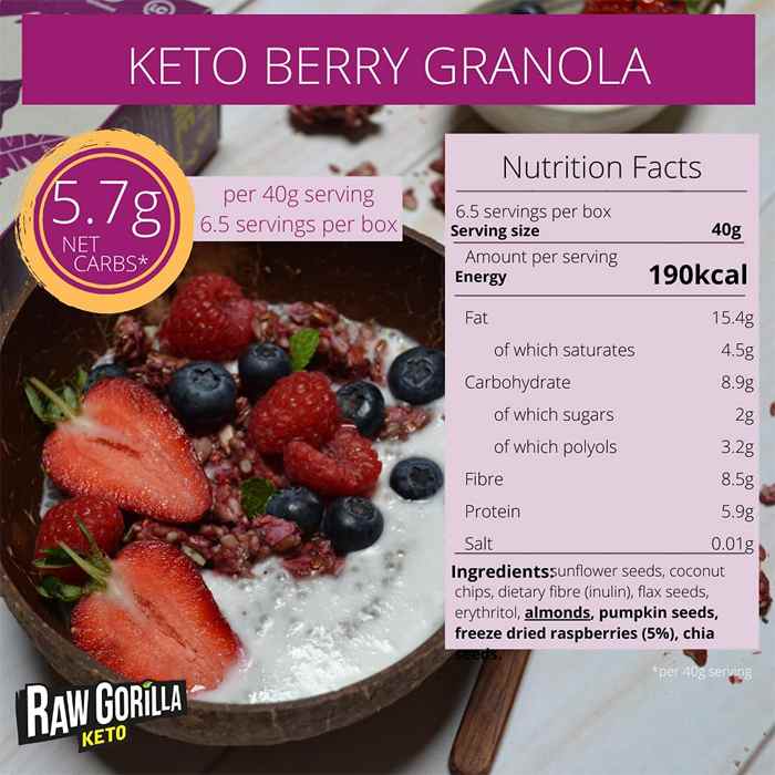 Raw Gorilla - Keto Berry Granola, 250g - back
