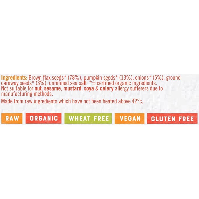 Raw Health - Organic Flax Pumpkin Raw Crackers, 90g - back