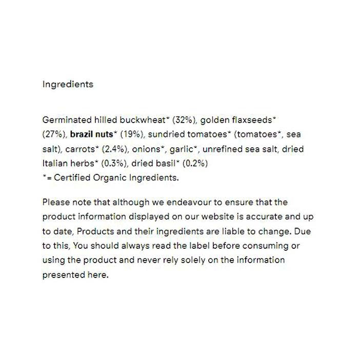 Raw Health - Organic Raw Intensely Italian Raw Crispbread, 100g - back