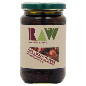 Raw Health - Organic Raw Kalamata Olives in Raw Extra Virgin Olive Oil, 330g