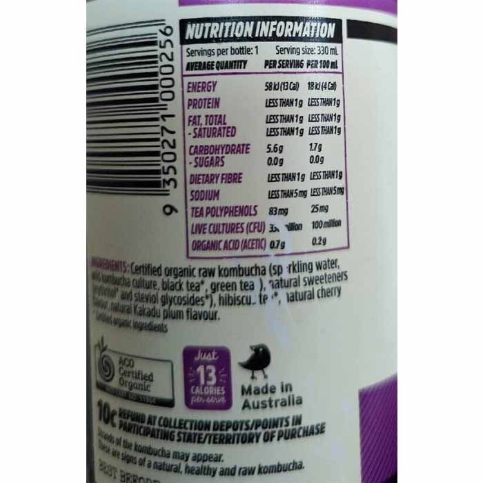 Remedy - Kombucha - Cherry Plum, 330ml - back