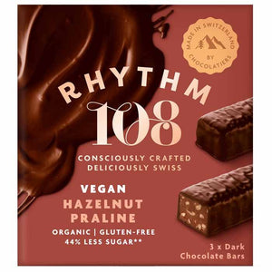 Rhythm 108 - Organic Swiss Chocolate Bar Hazelnut Praline Mutlipack, 3x33g | Multiple Options