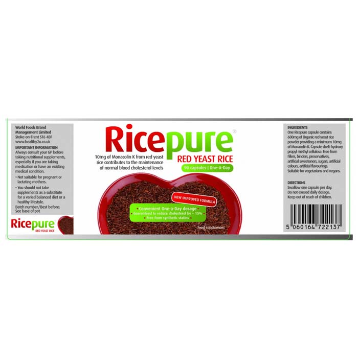 Ricepure - Red Yeast Rice One A Day, 90 capsules - back