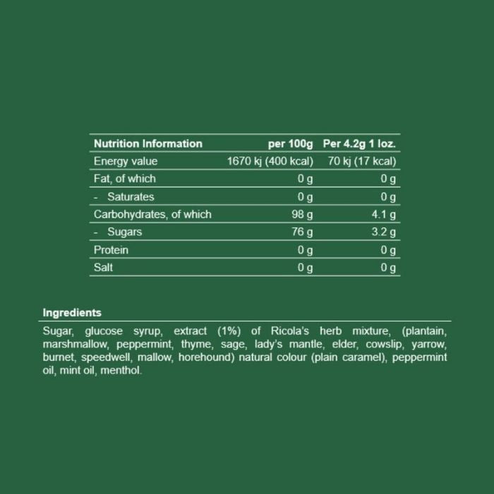Ricola - Sooth & Clear Original Swiss Herb Lozenges, 75g - Nutrition facts