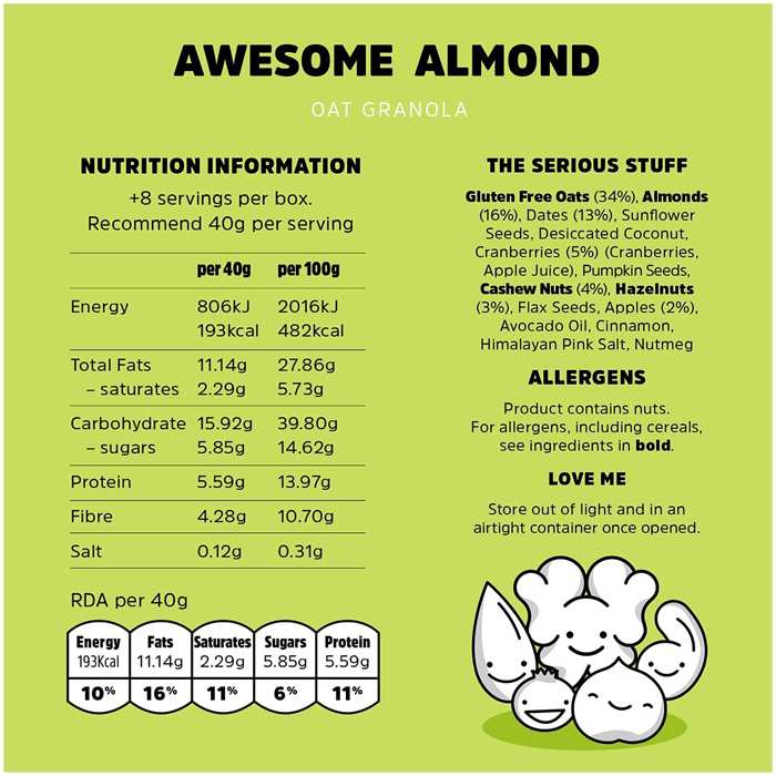 Rollagranola - Awesome Almond Oat Granola, 350g - back