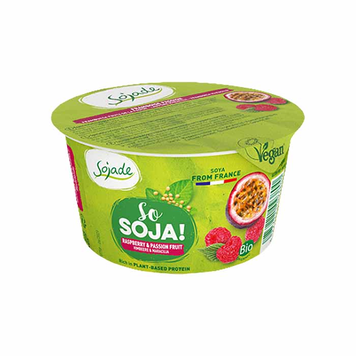 Sojade - Organic Soya Yoghurt Alternative Raspberry & Passionfruit, 150g