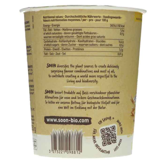 Soon - Organic Natural Yogurt - Oat with Banana & Coco, 350g - back