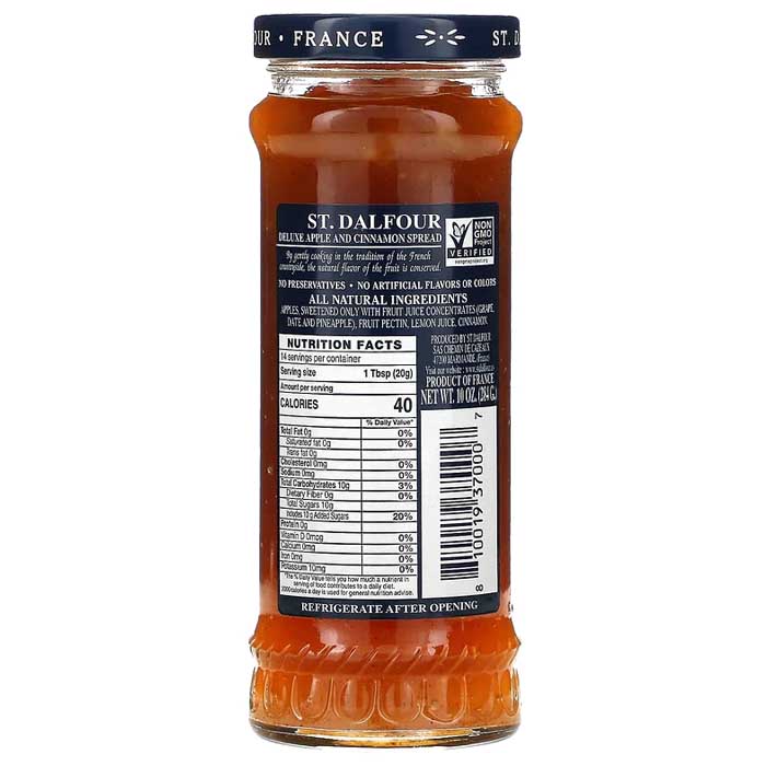 St Dalfour - Apple & Cinnamon Preserve, 284g - back