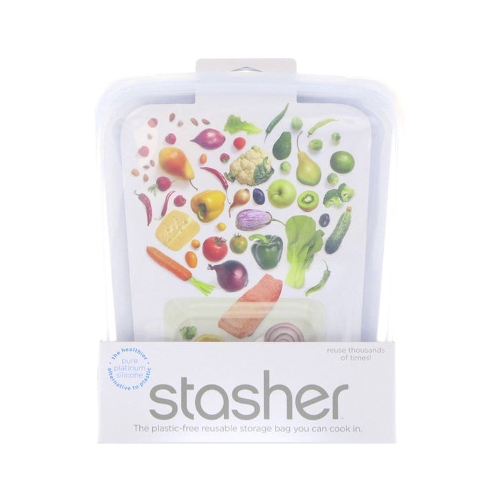 Stasher - Silicone Half Gallon Reusable Food Bags 26x22cm, 1,920ml, Clear