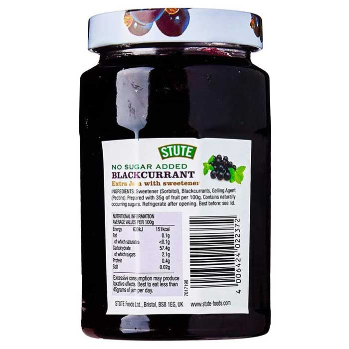 Stute - Diabetic Extra Jam - Blackcurrant, 430g - back