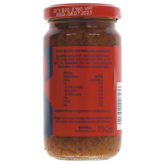 Suma Wholefoods - Organic Pesto Rosso, 190g - back