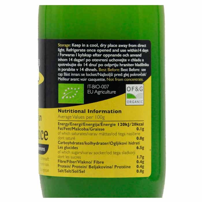 Sunita - Organic Lemon Juice, 250ml - Nutrition