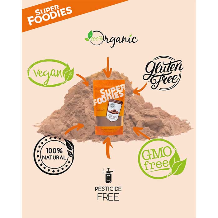 Superfoodies - Organic Cacao Powder, 500g - back