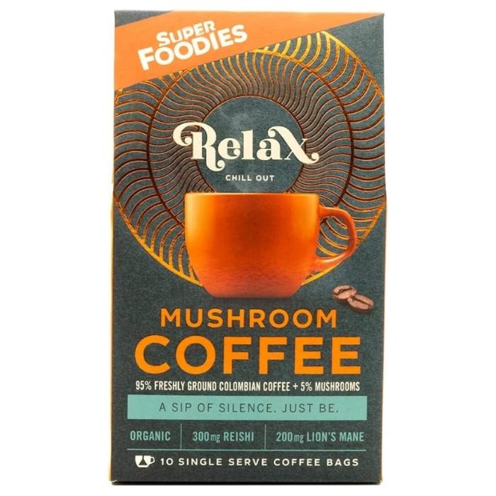 Superfoodies - Relax Organic Mushroom Coffee, 10 Bags - front