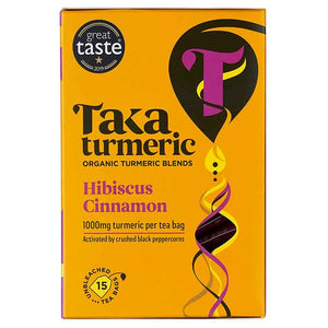 Taka - Turmeric Organic Hibiscus & Cinnamon Tea, 15 Bags | Pack of 4