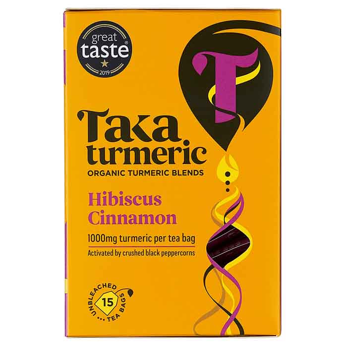 Taka - Turmeric Organic Hibiscus & Cinnamon Tea, 15 Bags  Pack of 4