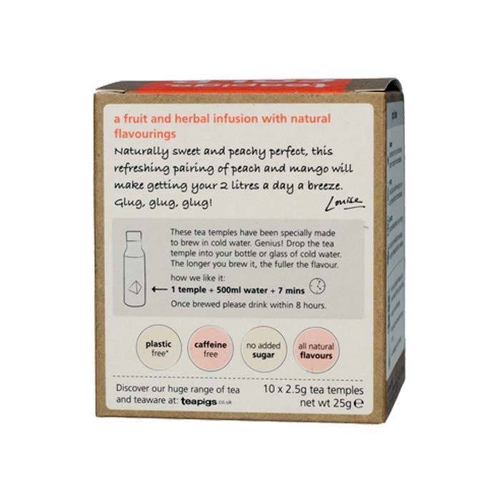 Teapigs - Peach & Mango Cold Brew Biodegradable Tea Temples, 10 bags - back