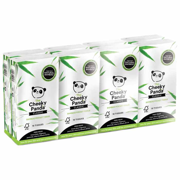 The Cheeky Panda - Plastic-Free Bamboo Pocket Tissues, 8-Pack