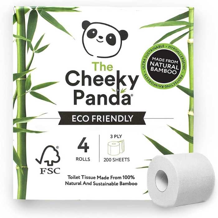 The Cheeky Panda - Plastic Free Ultra Sustainable Bamboo Toilet Tissue, 4 rolls - front