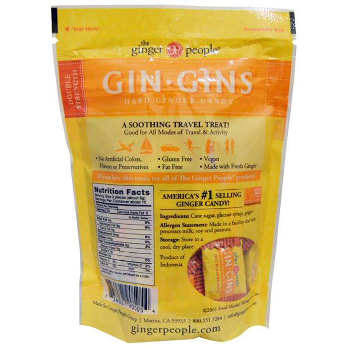 The Ginger People - Gin Gins Double Strength Hard Ginger Candy, 84g - back