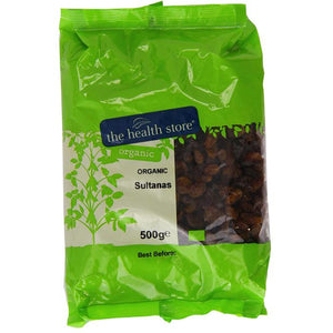 The Health Store - Organic Sultanas (Sunflower Oil), 500g | Multiple Sizes