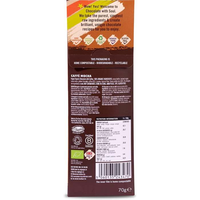 The Raw Chocolate Company - Organic Chocolate Bar with Coconut Blossom Sugar Caffé Mocha back