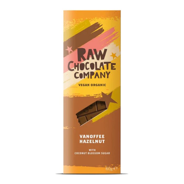 The Raw Chocolate Company - Organic Chocolate Bar with Coconut Blossom Sugar Vanoffee Hazelnut, 60g