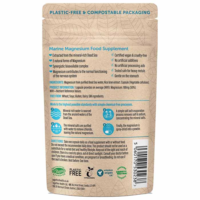 Together - Marine Magnesium Food Supplement, 30 Capsules - back